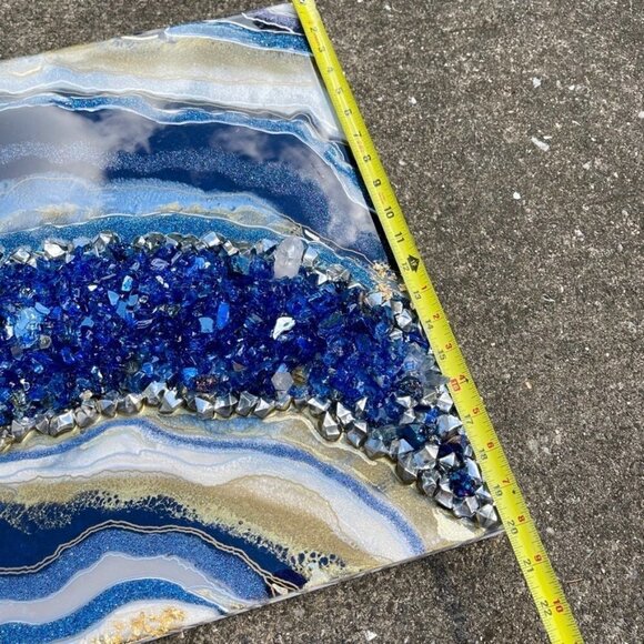 Geode Abstract Resin Art Piece | 24" x 20" Wood Panel | Broken Moroccan Geode - Picture 6 of 11